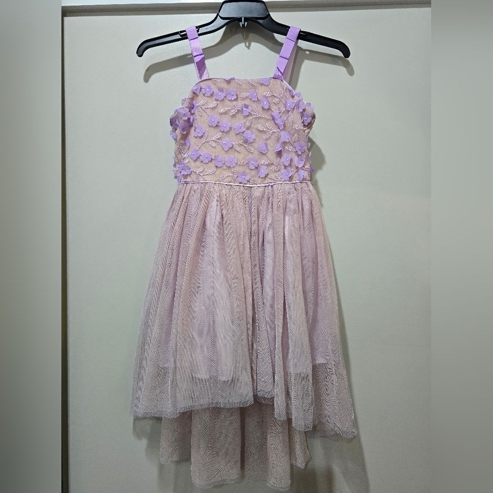 Zunie Girls Sleeveless Floral Dress Nude & Purple NWOT size 12